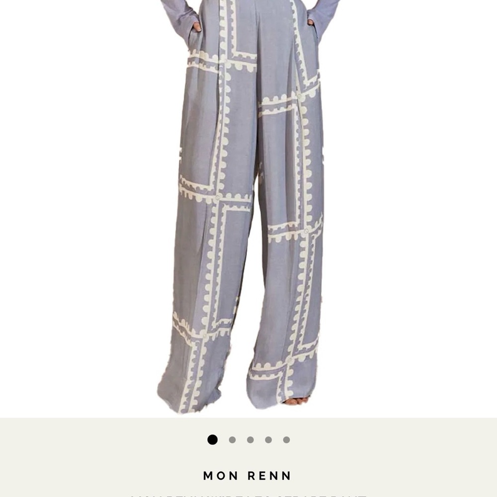 Blue Gray Wide-Leg Pants